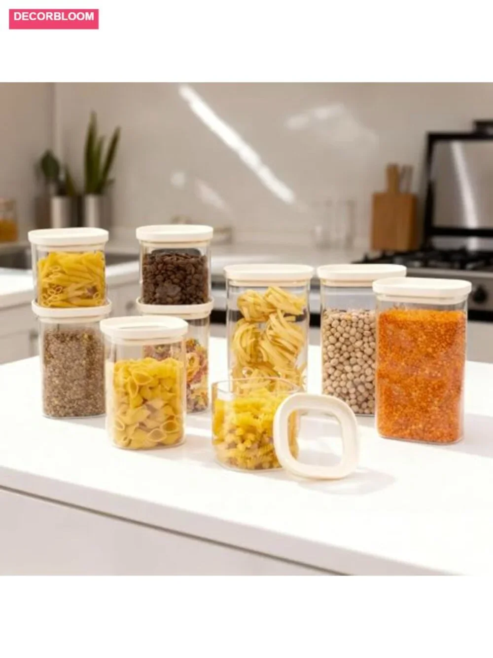 3 Pack Glass Food Storage Jars with Airtight Glass Lids, 40oz